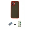 ieg™ iPhone 12 Pro Max Kılıf Ahenk Çizgi Serisi - Siyah 20D Premium Cam Ekran Koruyucu + Shine Kamera Lens Koruma Cam - SH