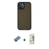 ieg™ iPhone 12 Pro Max Kılıf Ahenk Çizgi Serisi - Siyah 20D Premium Cam Ekran Koruyucu + Shine Kamera Lens Koruma Cam - SH