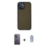 ieg™ iPhone 12 Pro Max Kılıf Ahenk Çizgi Serisi - Siyah Joko Magic 5D Cam + Neon Fosforlu Kamera Lens - BZ
