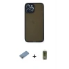 ieg™ iPhone 12 Pro Max Kılıf Ahenk Çizgi Serisi - Siyah Joko Magic 5D Hayalet Cam + Shine Kamera Lens Koruma Cam - GS