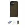 ieg™ iPhone 12 Pro Max Kılıf Ahenk Çizgi Serisi - Siyah Joko Magic 5D Hayalet Cam + Shine Kamera Lens Koruma Cam - GS