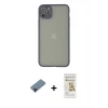 ieg™ iPhone 12 Pro Max Kılıf Ahenk Çizgi Serisi - Siyah Mat Seramik Nano Ekran Koruyucu + Shine Kamera Lens Koruma Cam - SH