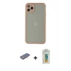 ieg™ iPhone 12 Pro Max Kılıf Ahenk Çizgi Serisi - Siyah Polymer Nano Ekran Koruyucu + Renkli Kamera Lens Koruma Cam - TU
