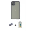 ieg™ iPhone 12 Pro Max Kılıf Ahenk Çizgi Serisi - Siyah Polymer Nano Ekran Koruyucu + Renkli Kamera Lens Koruma Cam - PE