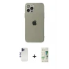 ieg™ iPhone 12 Pro Max Kılıf Ahenk Doku - Siyah 20D Premium Cam Ekran Koruyucu + Shine Kamera Lens - LT