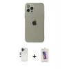 ieg™ iPhone 12 Pro Max Kılıf Ahenk Doku - Siyah Joko 5D Cam + Shine Kamera Lens - GD