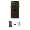 ieg™ iPhone 12 Pro Max Kılıf Ahenk Doku - Siyah Joko Magic 5D Cam + Neon Fosforlu Kamera Lens - BZ