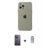ieg™ iPhone 12 Pro Max Kılıf Ahenk Doku - Siyah Joko Magic 5D Cam + Neon Fosforlu Kamera Lens - BZ