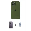 ieg™ iPhone 12 Pro Max Kılıf Ahenk Doku - Siyah Joko Magic 5D Cam + Neon Fosforlu Kamera Lens - BZ