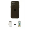 ieg™ iPhone 12 Pro Max Kılıf Ahenk Doku - Siyah Polymer Nano Ekran Koruyucu + Shine Kamera Lens - GD
