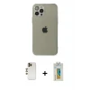 ieg™ iPhone 12 Pro Max Kılıf Ahenk Doku - Siyah Polymer Nano Ekran Koruyucu + Shine Kamera Lens - GD