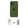 ieg™ iPhone 12 Pro Max Kılıf Ahenk Doku - Siyah Polymer Nano Ekran Koruyucu + Shine Kamera Lens - GD