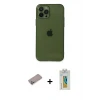 ieg™ iPhone 12 Pro Max Kılıf Ahenk Doku - Siyah Polymer Nano Ekran Koruyucu + Shine Kamera Lens Koruma Cam - SABE