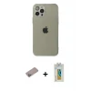 ieg™ iPhone 12 Pro Max Kılıf Ahenk Doku - Siyah Polymer Nano Ekran Koruyucu + Shine Kamera Lens Koruma Cam - SABE