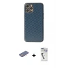ieg™ iPhone 12 Pro Max Kılıf Ahenk Işık - Şeffaf Uv Polymer Nano Ekran Koruyucu + Renkli Kamera Lens Koruma Cam - PE