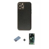 ieg™ iPhone 12 Pro Max Kılıf Ahenk Işık - Siyah 360 Mat Full Body Arka Koruyucu + Shine Kamera Lens Koruma Cam - PE