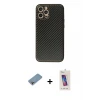 ieg™ iPhone 12 Pro Max Kılıf Ahenk Işık - Siyah Joko 5D Cam + Shine Kamera Lens Koruma Cam - GI