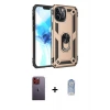 ieg™ iPhone 12 Pro Max Kılıf Ahenk Klasik Koleksiyonu - Siyah Joko Magic 5D Cam + Neon Fosforlu Kamera Lens - TU