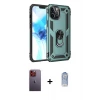 ieg™ iPhone 12 Pro Max Kılıf Ahenk Klasik Koleksiyonu - Siyah Joko Magic 5D Cam + Neon Fosforlu Kamera Lens - TU