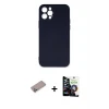 ieg™ iPhone 12 Pro Max Kılıf Ahenk Serisi - Şeffaf Temperli Cam Ekran Koruyucu + Shine Kamera Lens Koruma Cam - SABE
