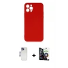 ieg™ iPhone 12 Pro Max Kılıf Ahenk Serisi - Şeffaf Temperli Cam Ekran Koruyucu + Shine Kamera Lens - LT