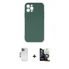 ieg™ iPhone 12 Pro Max Kılıf Ahenk Serisi - Şeffaf Temperli Cam Ekran Koruyucu + Shine Kamera Lens - LT