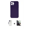ieg™ iPhone 12 Pro Max Kılıf Ahenk Serisi - Şeffaf Temperli Cam Ekran Koruyucu + Shine Kamera Lens - LT