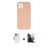 ieg™ iPhone 12 Pro Max Kılıf Ahenk Serisi - Şeffaf Temperli Cam Ekran Koruyucu + Shine Kamera Lens - LT