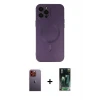 ieg™ iPhone 12 Pro Max Kılıf Akış Minimal Özel Seri - Şeffaf 360 Full Body Arka Koruyucu + Neon Fosforlu Kamera Lens - TU