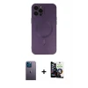 ieg™ iPhone 12 Pro Max Kılıf Akış Minimal Özel Seri - Şeffaf Temperli Cam Ekran Koruyucu + Neon Fosforlu Kamera Lens - MI
