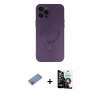 ieg™ iPhone 12 Pro Max Kılıf Akış Minimal Özel Seri - Şeffaf Temperli Cam Ekran Koruyucu + Shine Kamera Lens Koruma Cam - PE