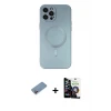 ieg™ iPhone 12 Pro Max Kılıf Akış Minimal Özel Seri - Şeffaf Temperli Cam Ekran Koruyucu + Shine Kamera Lens Koruma Cam - PE
