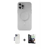 ieg™ iPhone 12 Pro Max Kılıf Akış Minimal Özel Seri - Şeffaf Temperli Cam Ekran Koruyucu + Shine Kamera Lens - LT