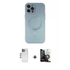 ieg™ iPhone 12 Pro Max Kılıf Akış Minimal Özel Seri - Şeffaf Temperli Cam Ekran Koruyucu + Shine Kamera Lens - LT