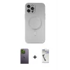 ieg™ iPhone 12 Pro Max Kılıf Akış Minimal Özel Seri - Şeffaf Uv Polymer Nano Ekran Koruyucu + Neon Fosforlu Kamera Lens - YL