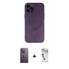 ieg™ iPhone 12 Pro Max Kılıf Akış Minimal Özel Seri - Şeffaf Uv Polymer Nano Ekran Koruyucu + Neon Fosforlu Kamera Lens - BZ