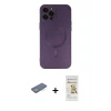 ieg™ iPhone 12 Pro Max Kılıf Akış Minimal Özel Seri - Siyah Mat Seramik Nano Ekran Koruyucu + Renkli Kamera Lens Koruma Cam - YL