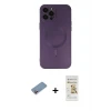 ieg™ iPhone 12 Pro Max Kılıf Akış Minimal Özel Seri - Siyah Mat Seramik Nano Ekran Koruyucu + Shine Kamera Lens Koruma Cam - PE