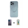 ieg™ iPhone 12 Pro Max Kılıf Akış Minimal Özel Seri - Siyah Polymer Nano Ekran Koruyucu + Neon Fosforlu Kamera Lens - MI