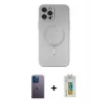 ieg™ iPhone 12 Pro Max Kılıf Akış Minimal Özel Seri - Siyah Polymer Nano Ekran Koruyucu + Neon Fosforlu Kamera Lens - MI