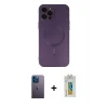 ieg™ iPhone 12 Pro Max Kılıf Akış Minimal Özel Seri - Siyah Polymer Nano Ekran Koruyucu + Neon Fosforlu Kamera Lens - MI