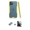 ieg™ iPhone 12 Pro Max Kılıf Atlas Asil Serisi - Şeffaf Temperli Cam Ekran Koruyucu + Shine Kamera Lens Koruma Cam - GI