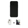 ieg™ iPhone 12 Pro Max Kılıf Çekirdek Modern Serisi - Şeffaf Temperli Cam Ekran Koruyucu + Shine Kamera Lens - GD