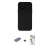 ieg™ iPhone 12 Pro Max Kılıf Çekirdek Modern Serisi - Şeffaf Uv Polymer Nano Ekran Koruyucu + Renkli Kamera Lens Koruma Cam - TU