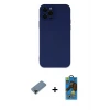 ieg™ iPhone 12 Pro Max Kılıf Çekirdek Modern Serisi - Siyah 18D Cam Ekran Koruyucu + Shine Kamera Lens Koruma Cam - SH