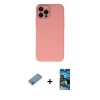 ieg™ iPhone 12 Pro Max Kılıf Çekirdek Modern Serisi - Siyah 34D Izgaralı Cam + Shine Kamera Lens Koruma Cam - GI
