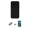 ieg™ iPhone 12 Pro Max Kılıf Çekirdek Modern Serisi - Siyah 34D Izgaralı Cam + Shine Kamera Lens Koruma Cam - GI