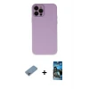 ieg™ iPhone 12 Pro Max Kılıf Çekirdek Modern Serisi - Siyah 34D Izgaralı Cam + Shine Kamera Lens Koruma Cam - GI