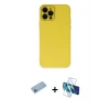 ieg™ iPhone 12 Pro Max Kılıf Çekirdek Modern Serisi - Siyah 3D Antistatik Seramik Nano Ekran Koruyucu + Shine Kamera Lens Koruma Cam - MI
