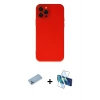 ieg™ iPhone 12 Pro Max Kılıf Çekirdek Modern Serisi - Siyah 3D Antistatik Seramik Nano Ekran Koruyucu + Shine Kamera Lens Koruma Cam - MI